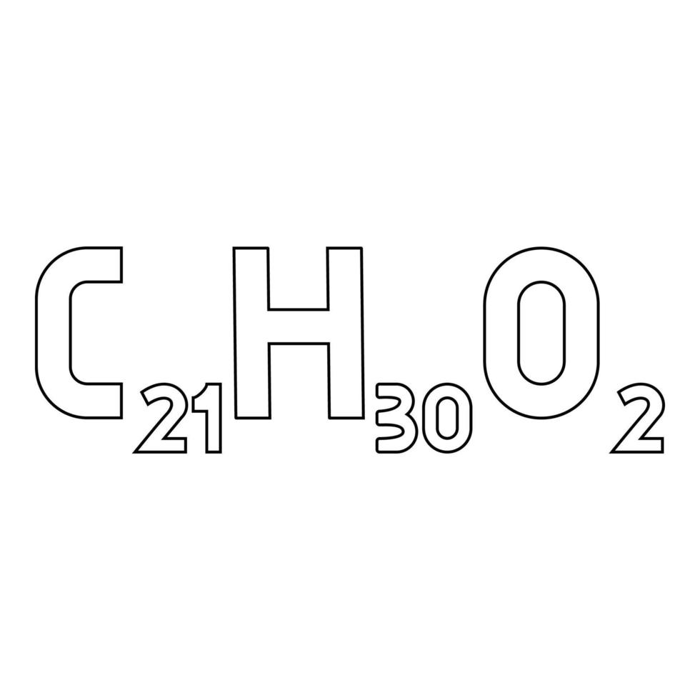 fórmula química c21h30o2 canabidiol cbd fitocanabinóide maconha maconha erva cânhamo cannabis molécula contorno contorno ícone cor preta ilustração vetorial imagem de estilo plano vetor
