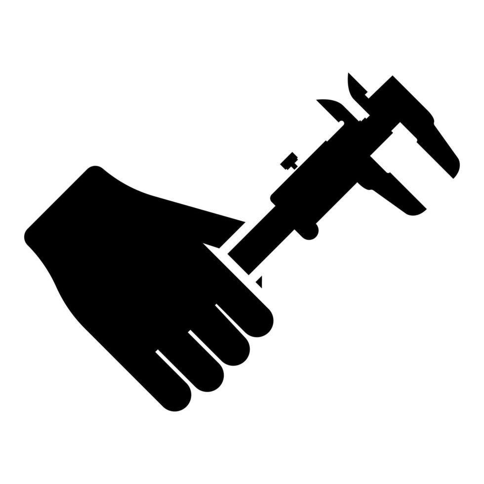 compasso de calibre na mão compasso de calibre na medida do dispositivo de medição do braço usar ícone de ilustração vetorial de cor preta imagem de estilo plano vetor