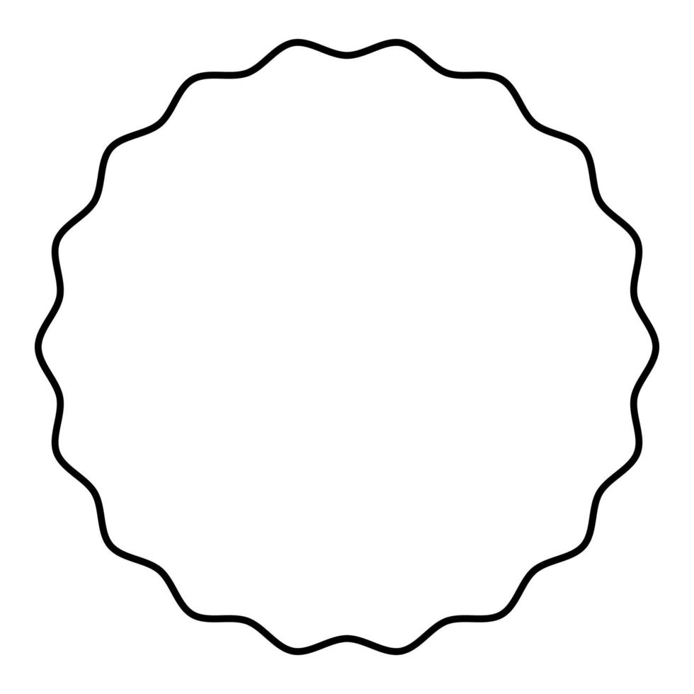 elemento redondo com bordas onduladas círculo rótulo adesivo contorno contorno ícone cor preta ilustração vetorial imagem de estilo plano vetor