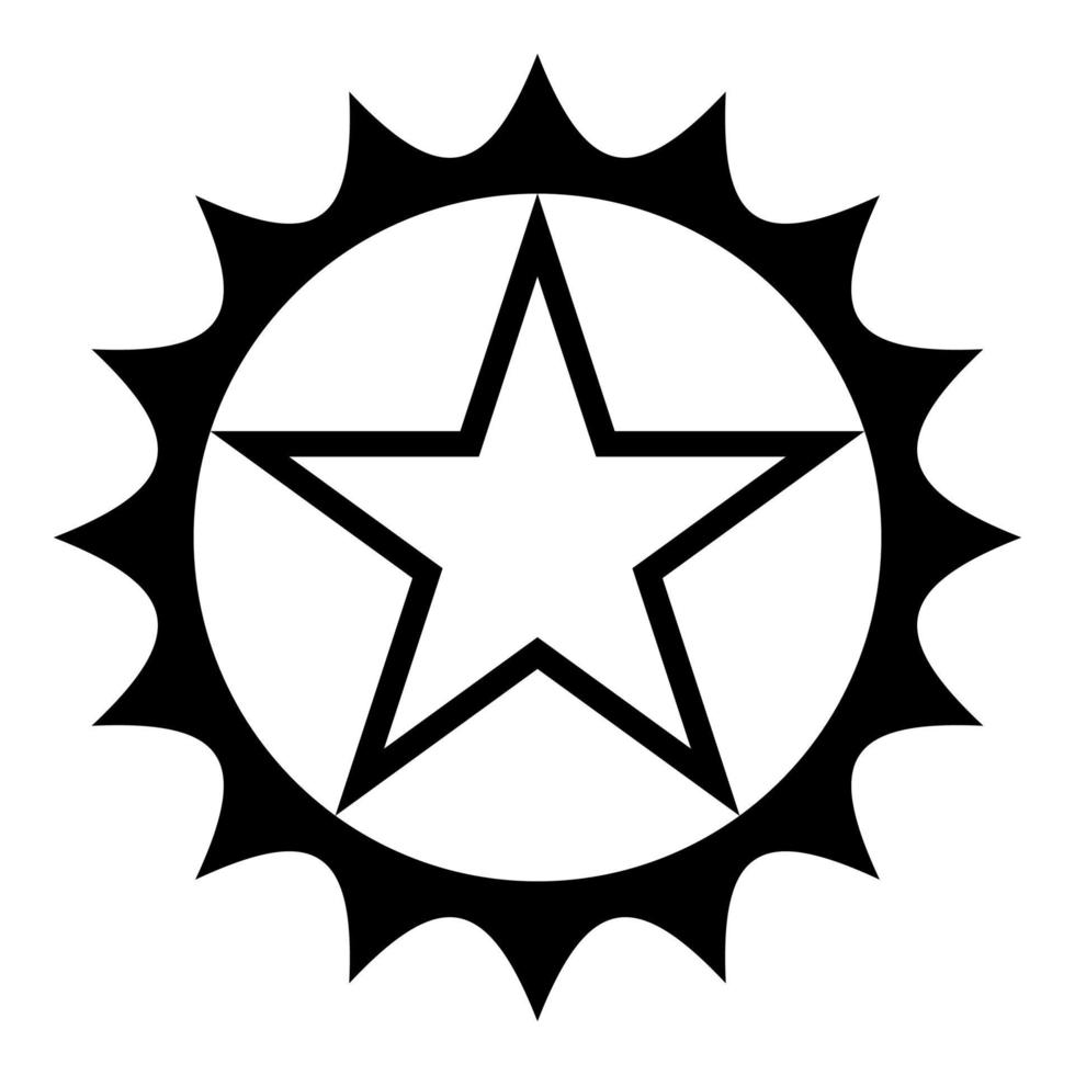 estrela em círculo com bordas afiadas ícone ilustração vetorial de cor preta imagem de estilo plano vetor