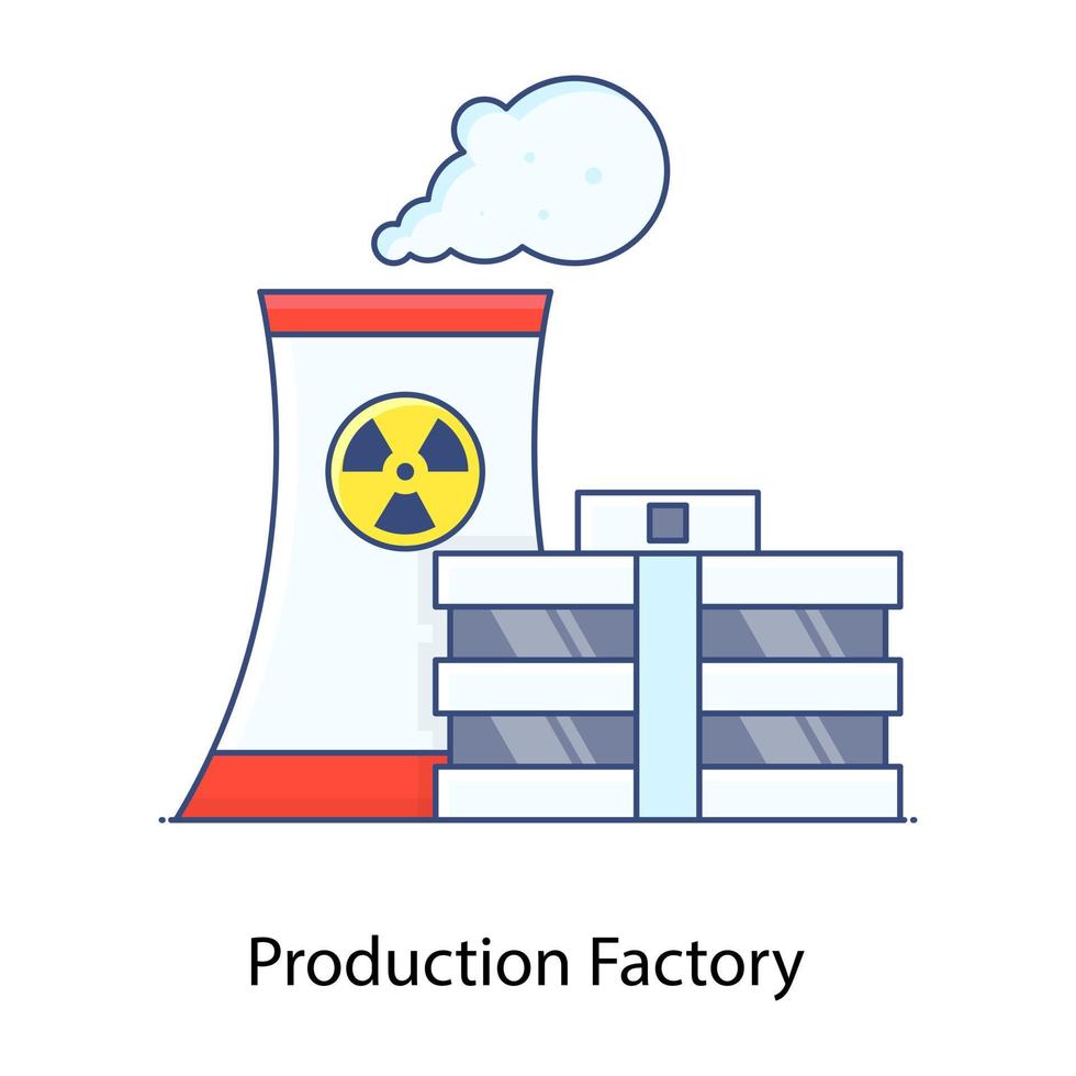 ícone de contorno plano de fábrica de produção, fabricação. vetor