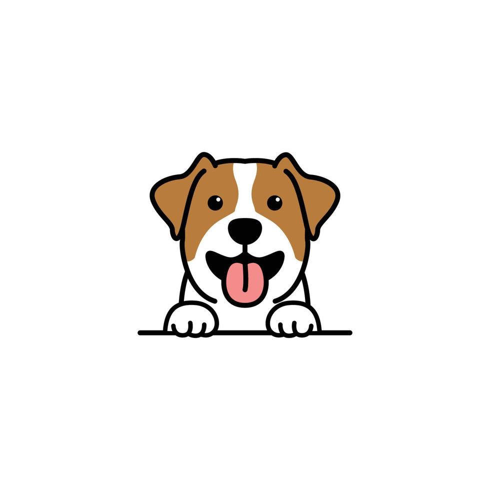 fofo jack russell terrier cachorrinho sorrindo desenho animado, ilustração vetorial vetor