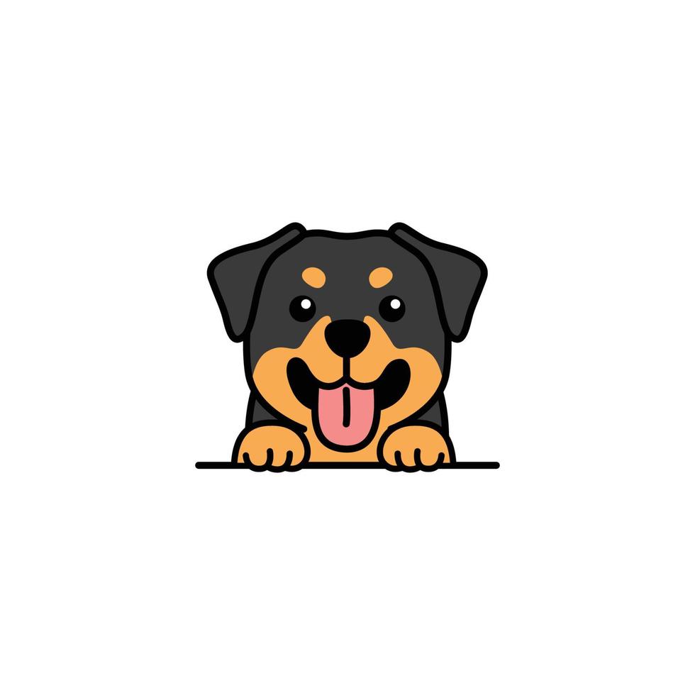 desenho de cachorrinho de rottweiler engraçado, ilustração vetorial vetor