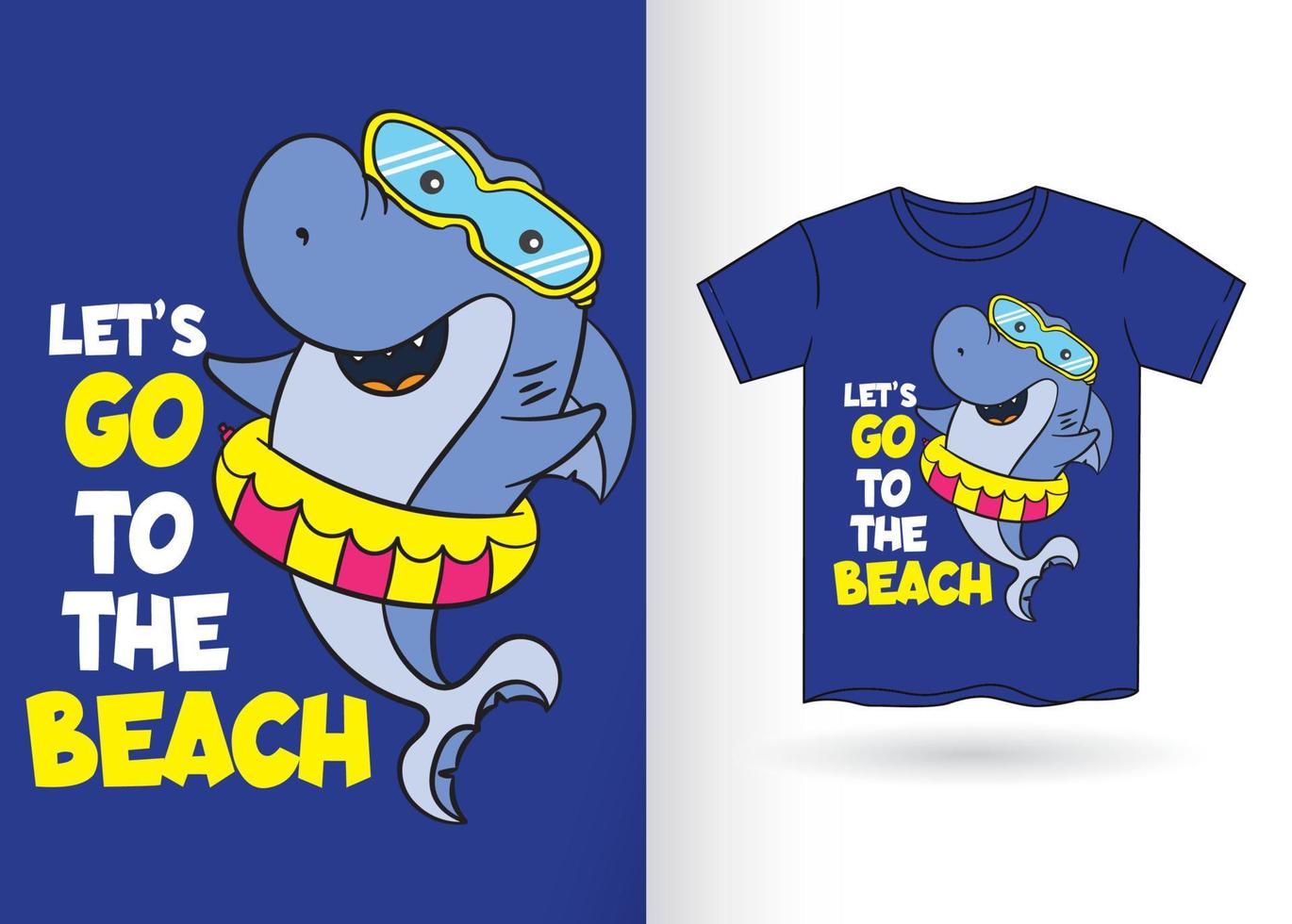 tubarão de desenho animado para camiseta vetor