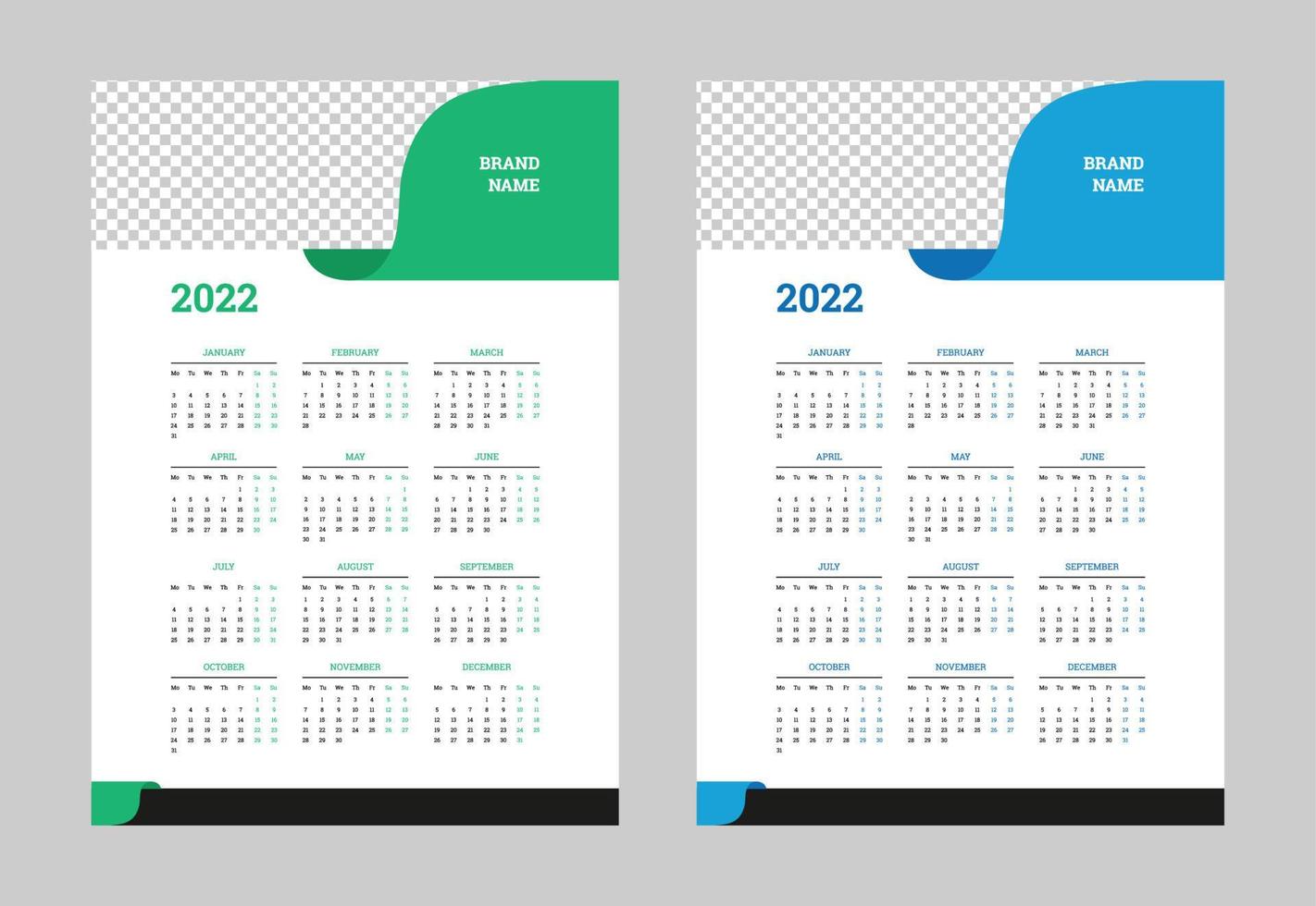projeto corporativo de calendário 2022. design de calendário de ano novo 2022 vetor