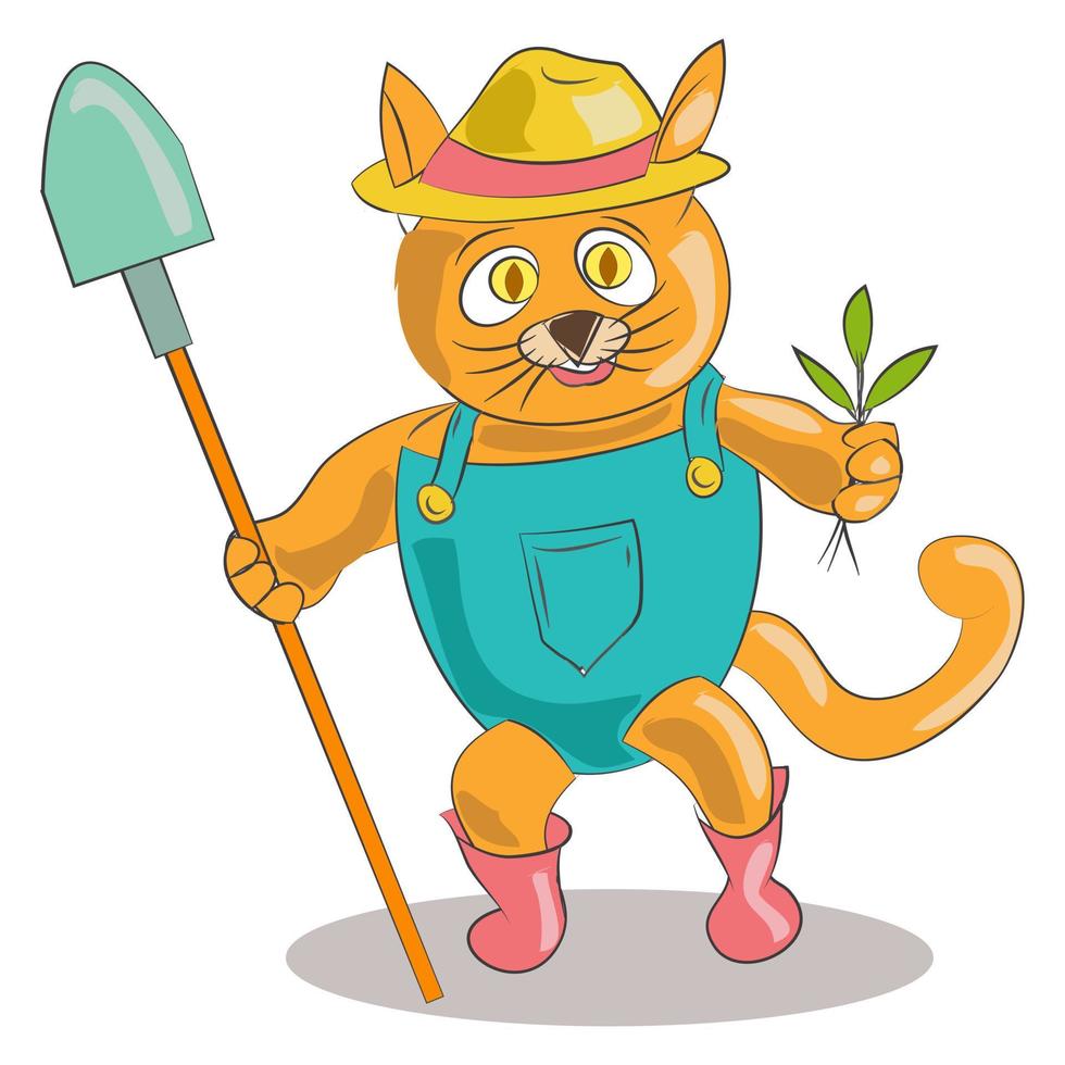 desenho animado de agricultor de gatos vetor