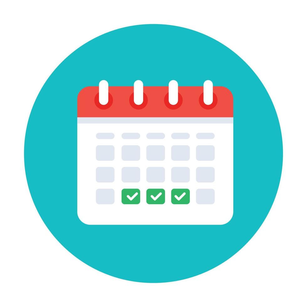 calendário com ícone de vetor plano de datas agendadas