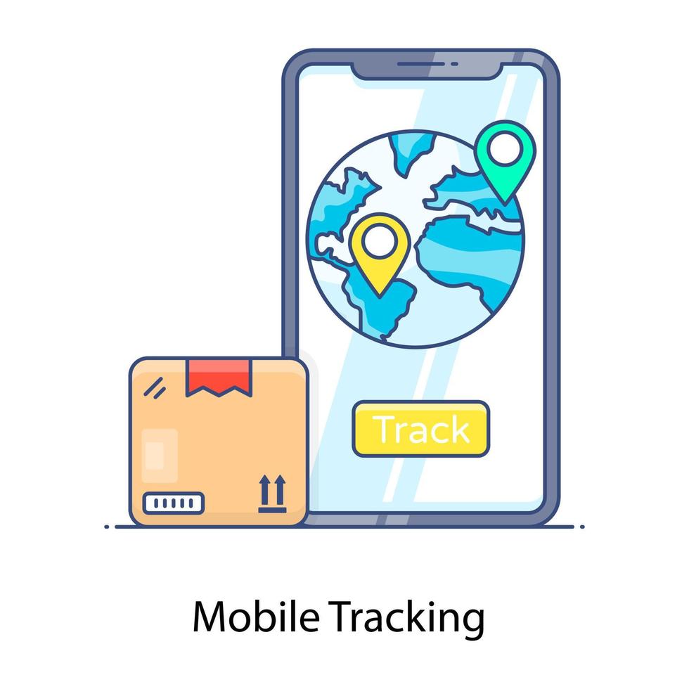 ícone de contorno plano de rastreamento móvel, serviço de rastreamento vetor