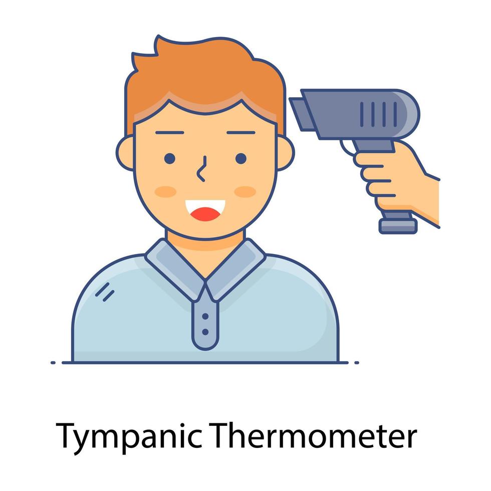 ícone de contorno plano do termômetro timpânico, pistola de termômetro vetor