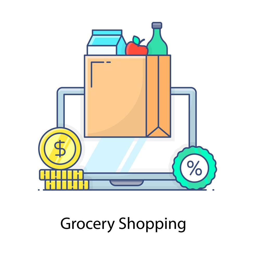 estilo plano moderno de ícone de compras de supermercado vetor