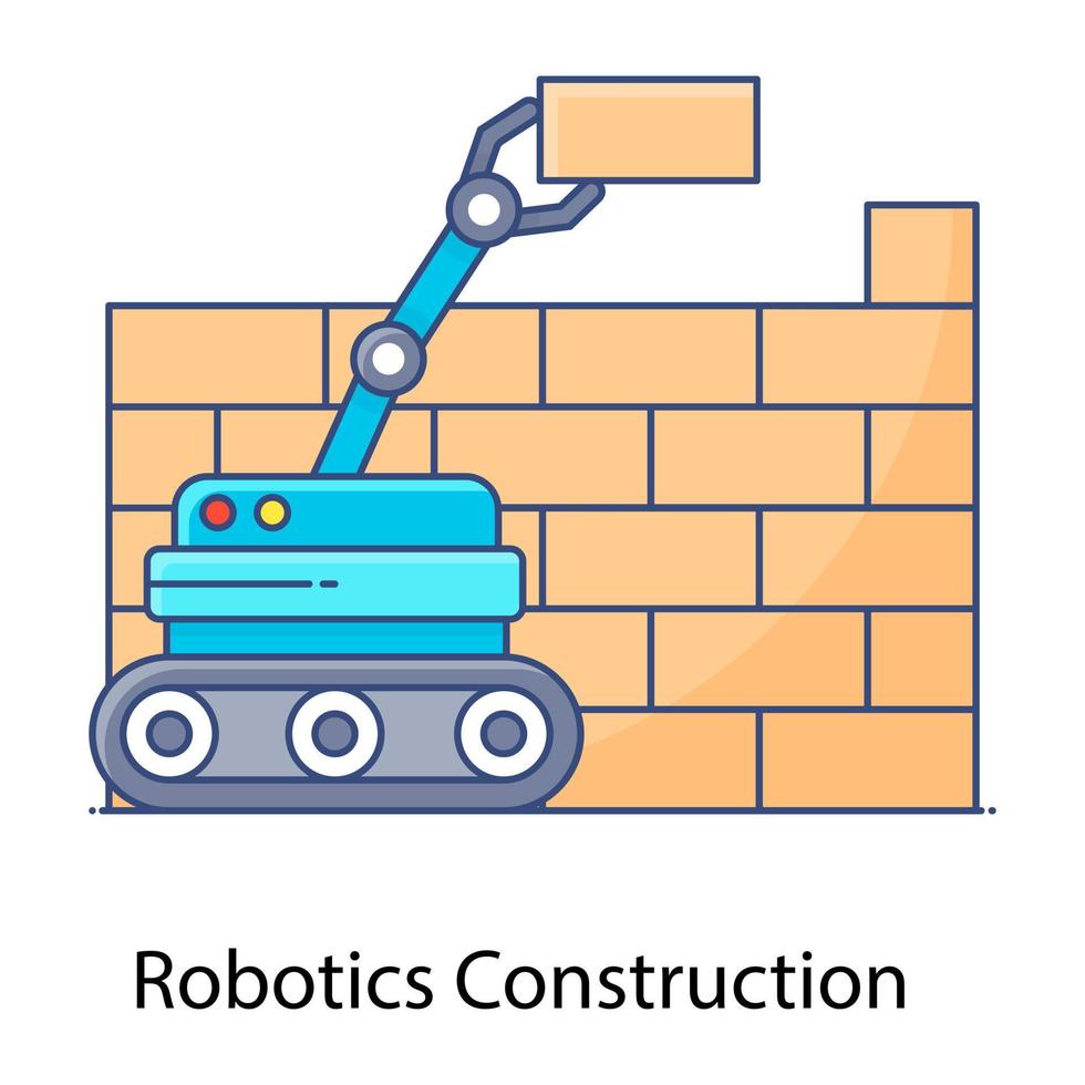 ícone de contorno plano de construção robótica, automação vetor