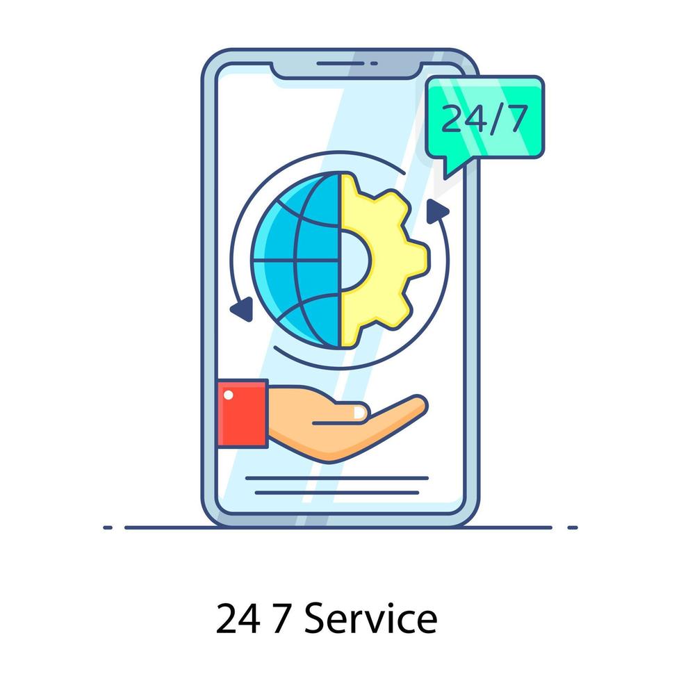 suporte ao cliente, ícone de contorno plano desligado 24 7 serviços vetor