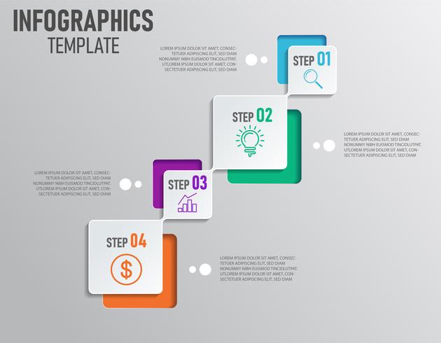 Infografia moderna de apresentação de negócios com passo e 4 opções vetor