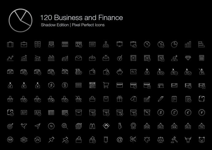 Gráfico de gráfico de finanças de negócios Ícones de pixel de escritório perfeito (estilo de linha) Shadow Edition. vetor