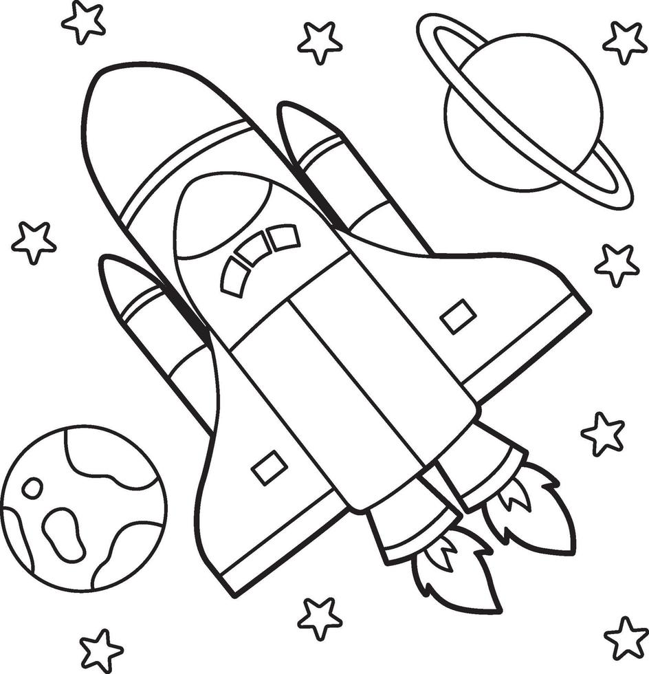 desenho de foguete para colorir para crianças vetor