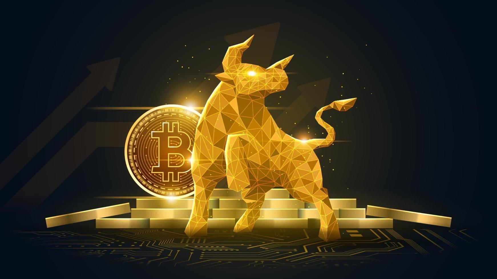 tendência de alta da moeda criptográfica bitcoin vetor