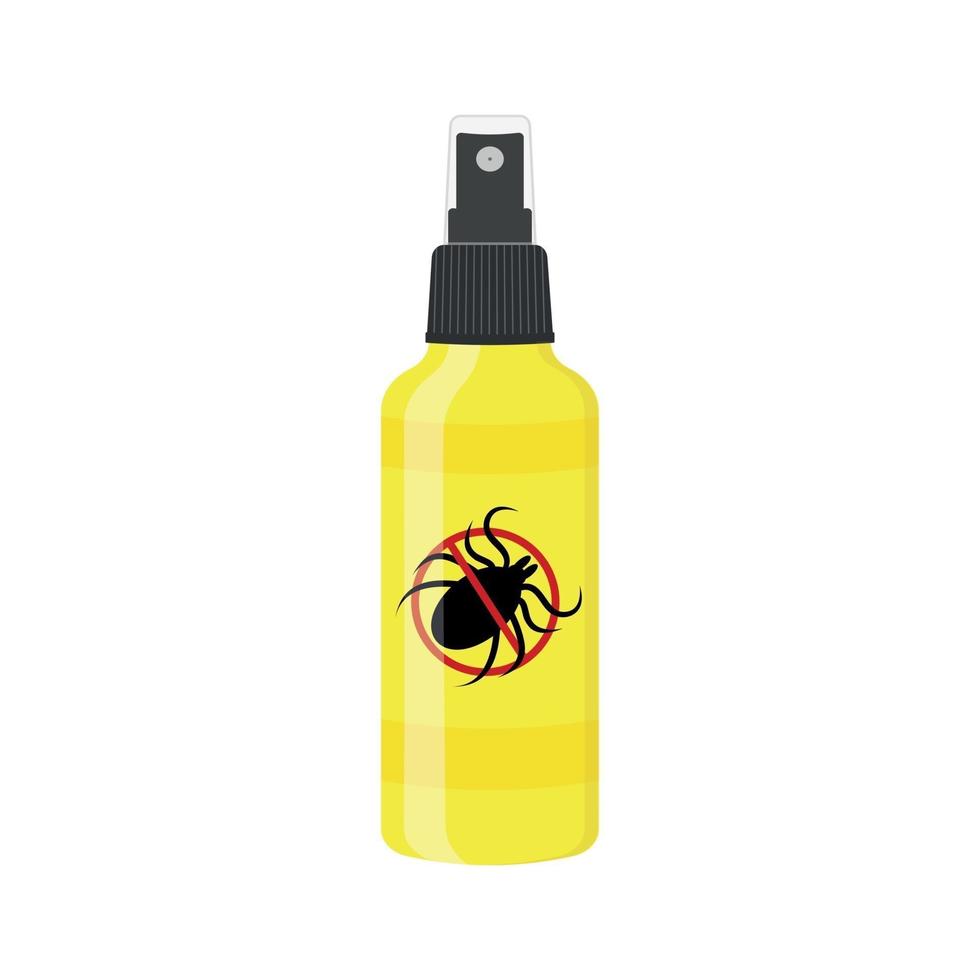 ícone de spray de ácaros. garrafa de inseto repelente com sinal anti carrapato proibido vetor