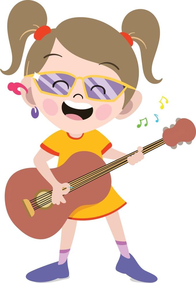 menina pré-escolar do jardim de infância vestida como cantora profissional vetor