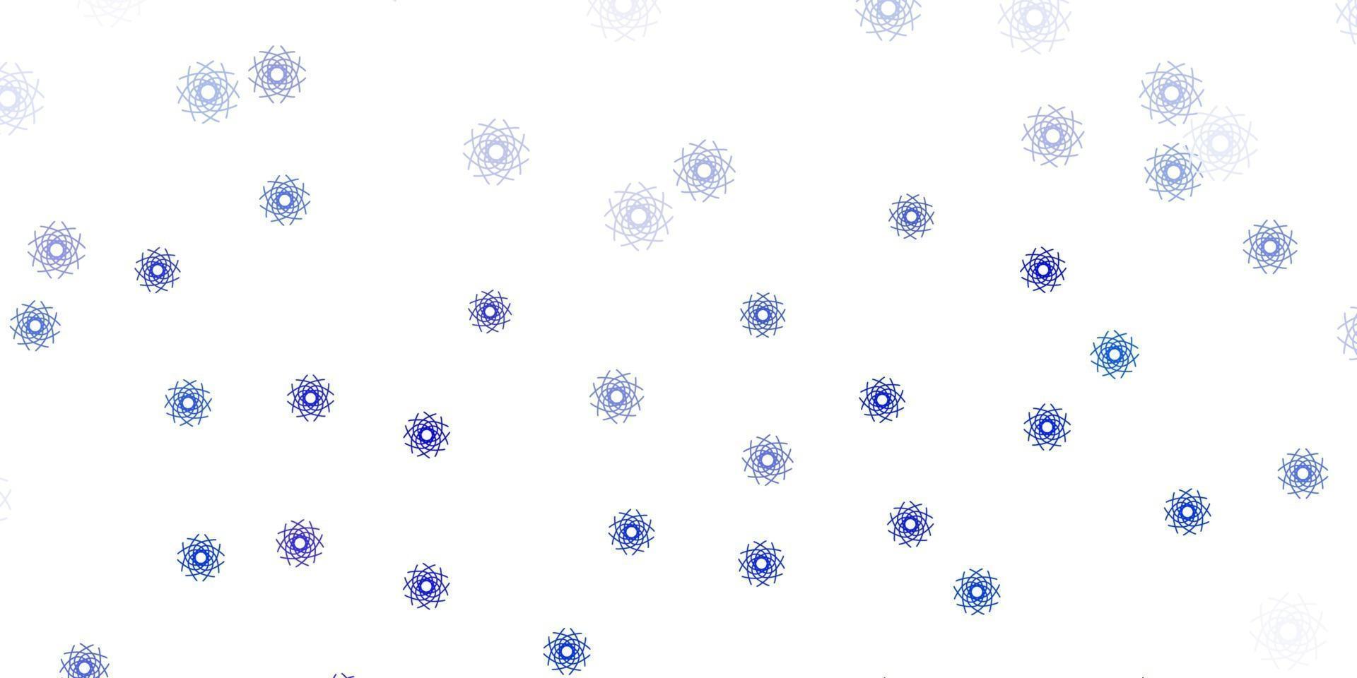 modelo de doodle de vetor azul claro com flores.