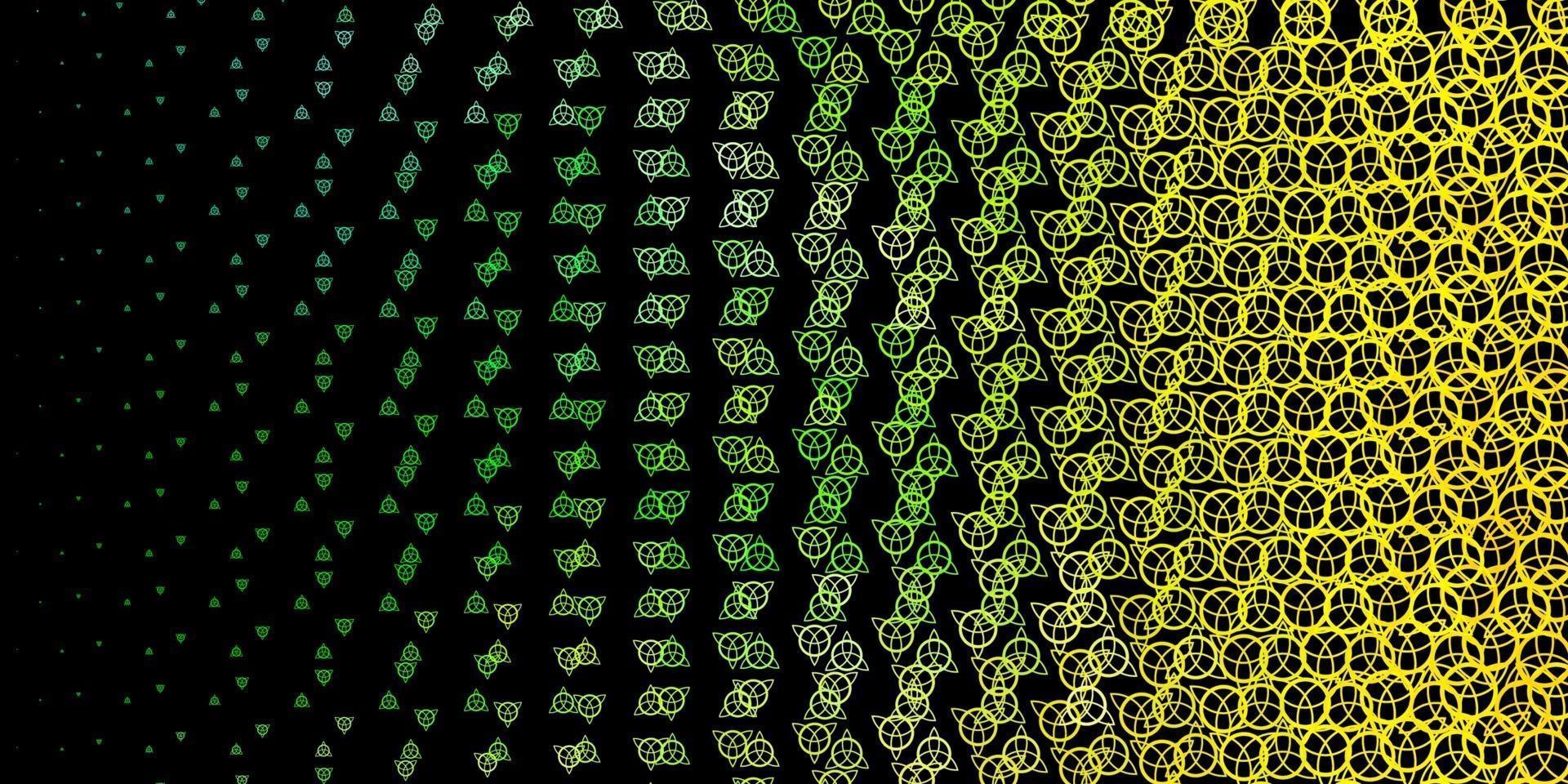 textura vector verde e amarelo escuro com símbolos de religião.