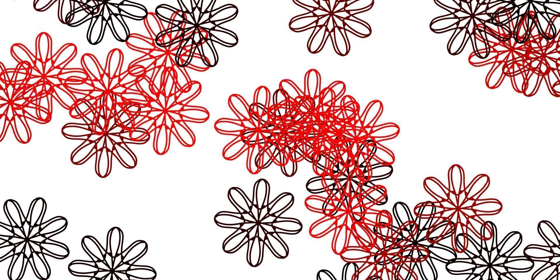 fundo do doodle do vetor vermelho claro com flores.