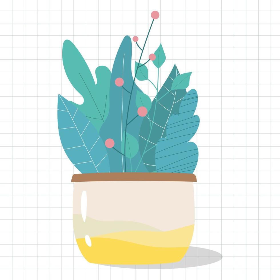 planta de casa desenhada à mão bonito. ícone de plantas coloridas em vaso. decoração de casa. ilustração vetorial em estilo minimalista escandinavo. vetor