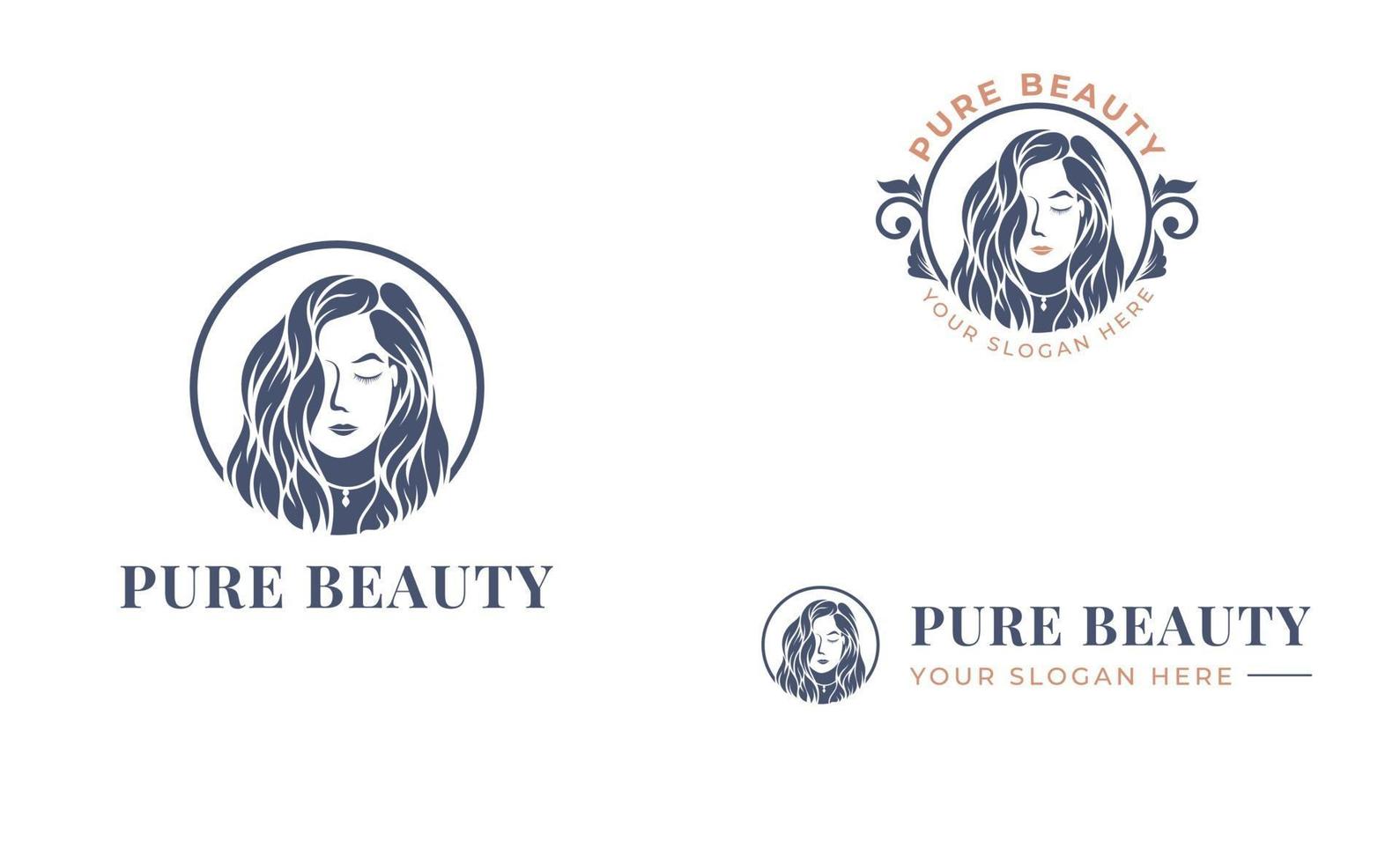 modelo de design de logotipo de beleza de mulher vetor