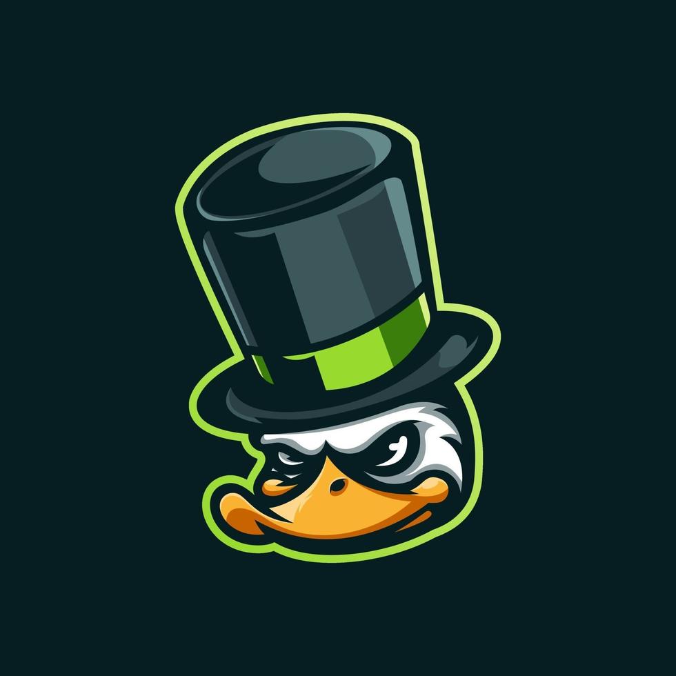 logotipo de mascote mágico de pato vetor