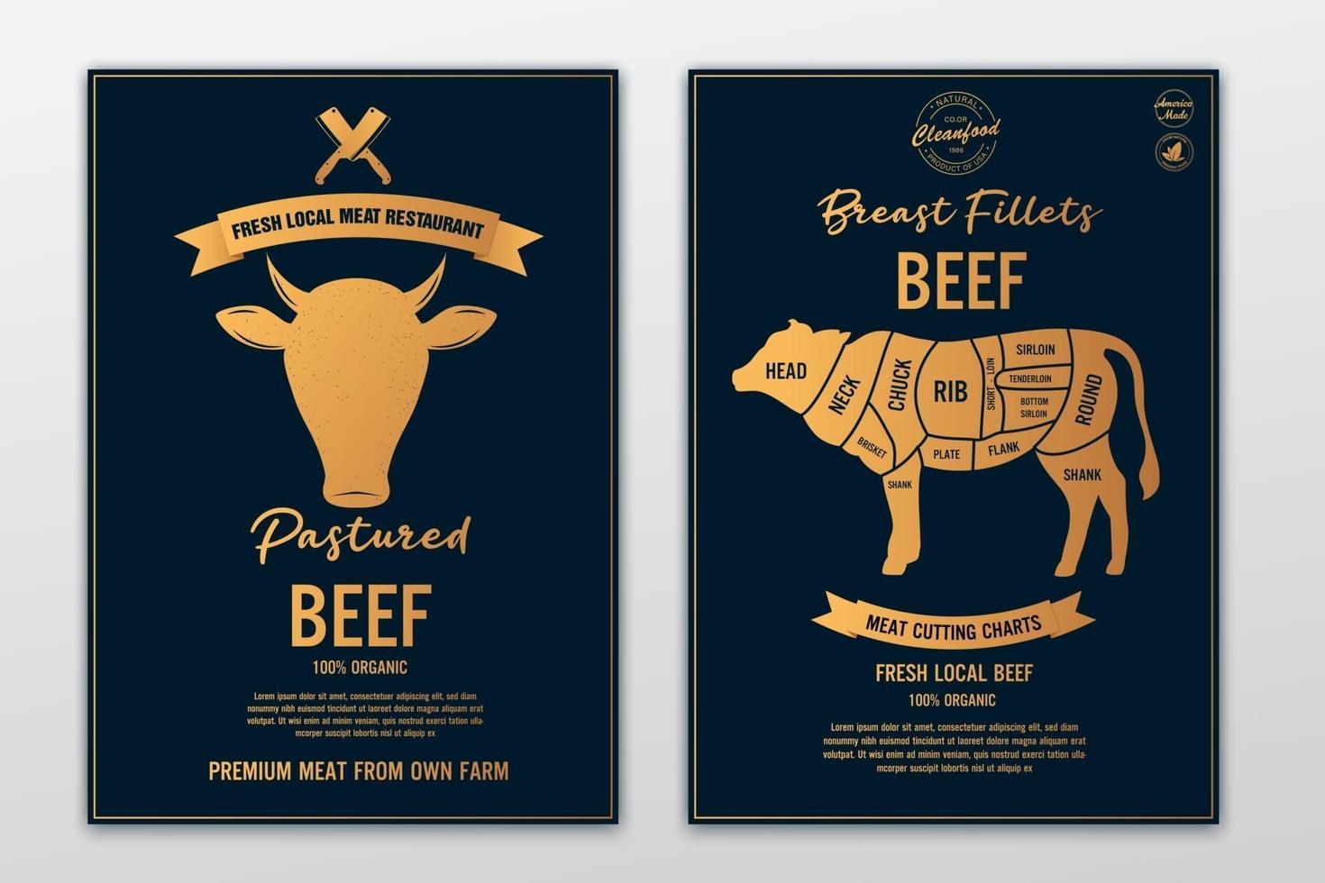 logotipo da vaca. logotipo na moda de carne fresca, emblema, cartaz com cabeça de vaca vetor