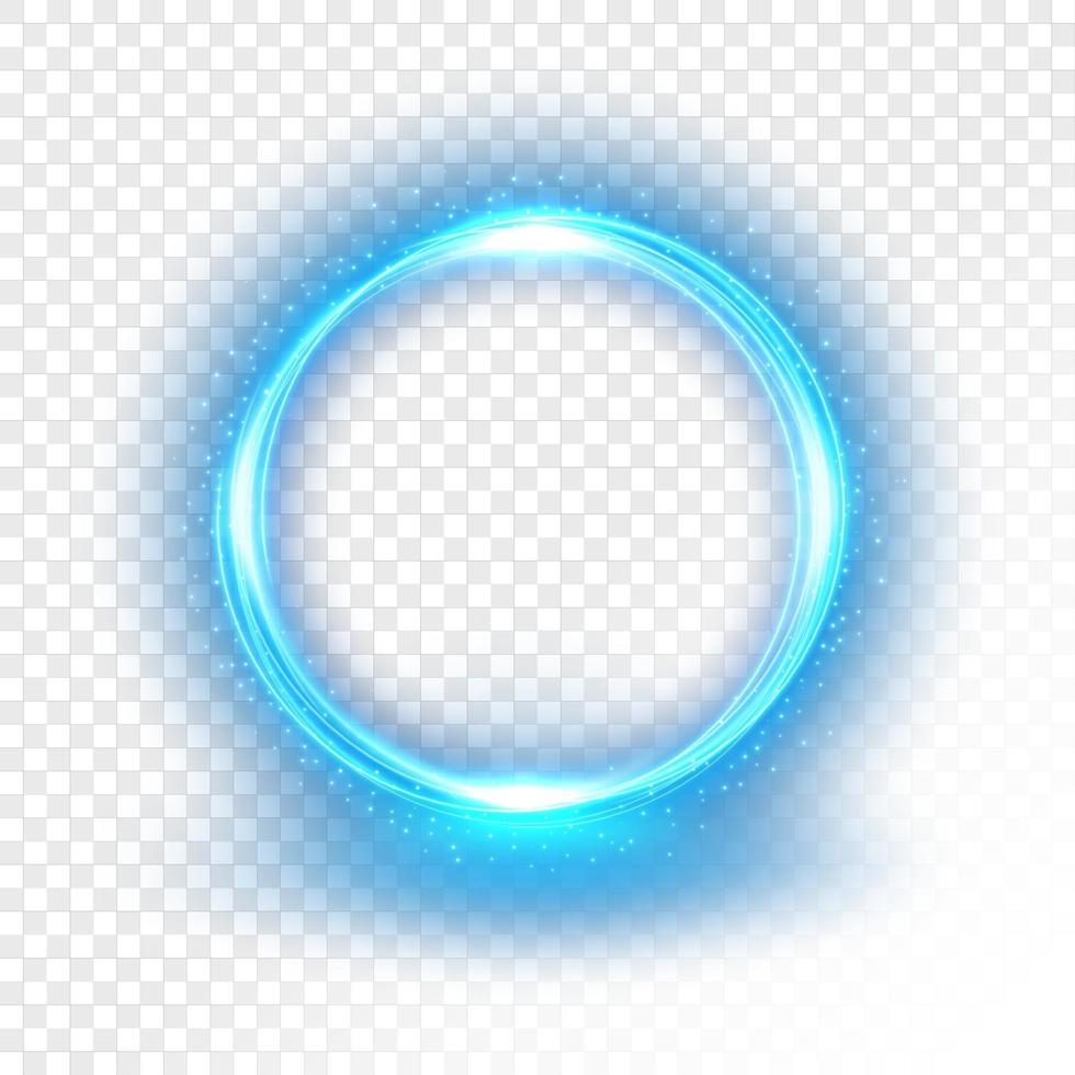 anel azul abstrato de luz em um fundo transparente brilhante, isolado e fácil de editar vetor