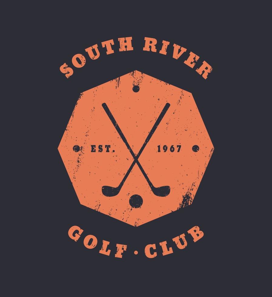 emblema octogonal vintage grunge do clube de golfe vetor