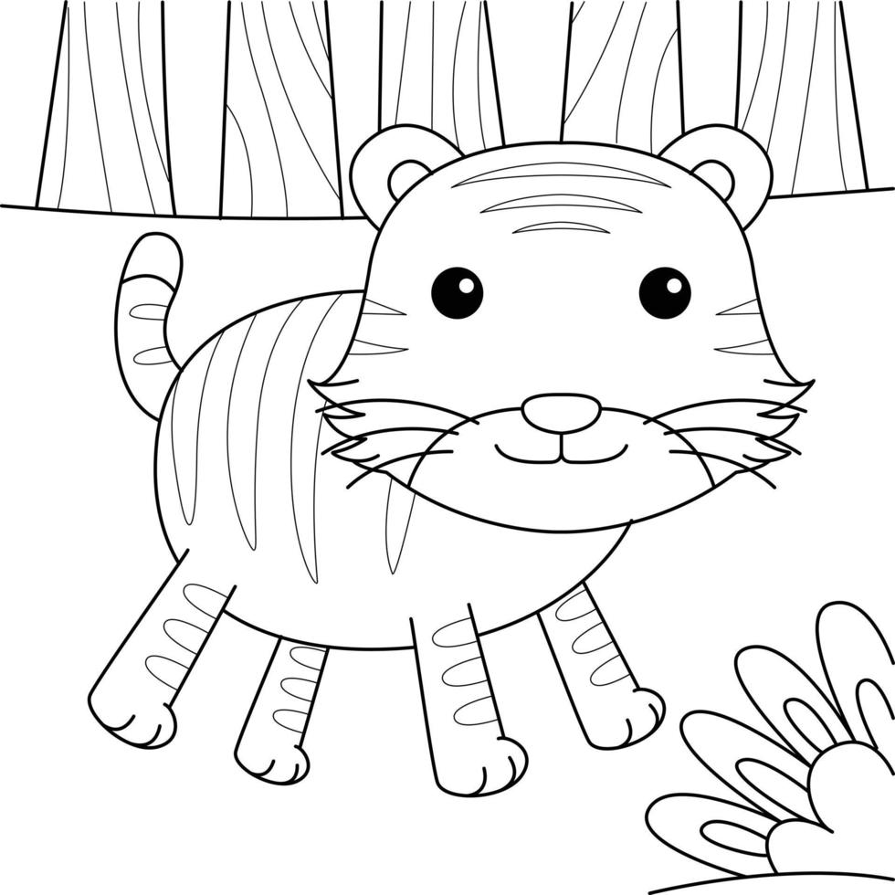 desenho de tigre para colorir para crianças vetor