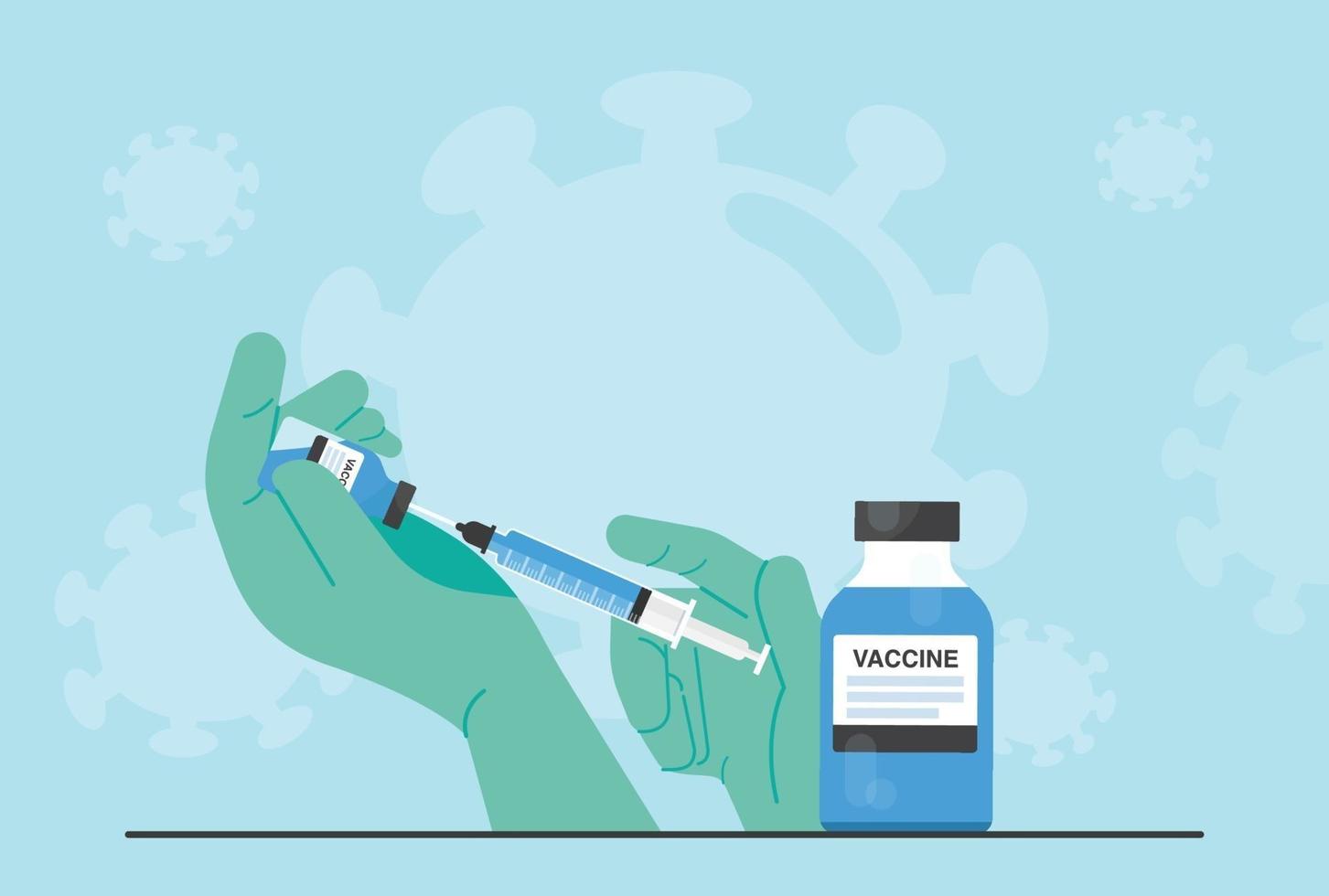 uma vacina contra o coronavírus, covid-19, foi distribuída para injetar pessoas em risco. vetor