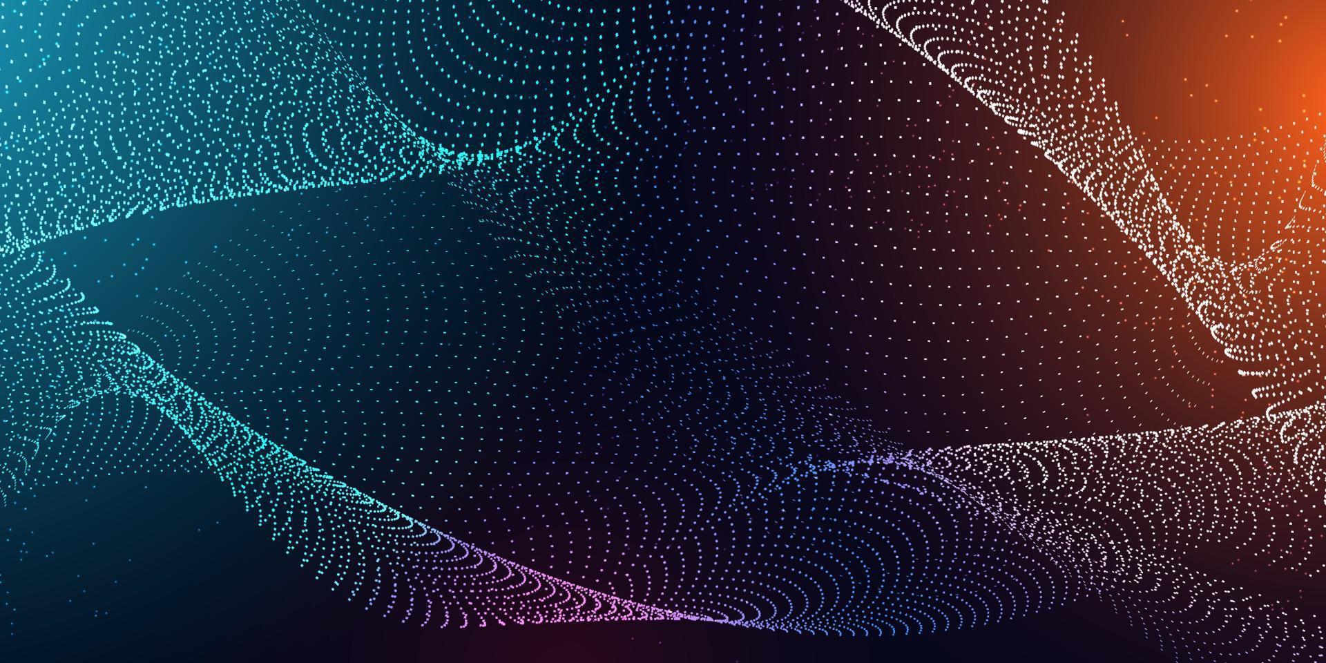 linhas de ondas coloridas abstratas em fundo preto vetor