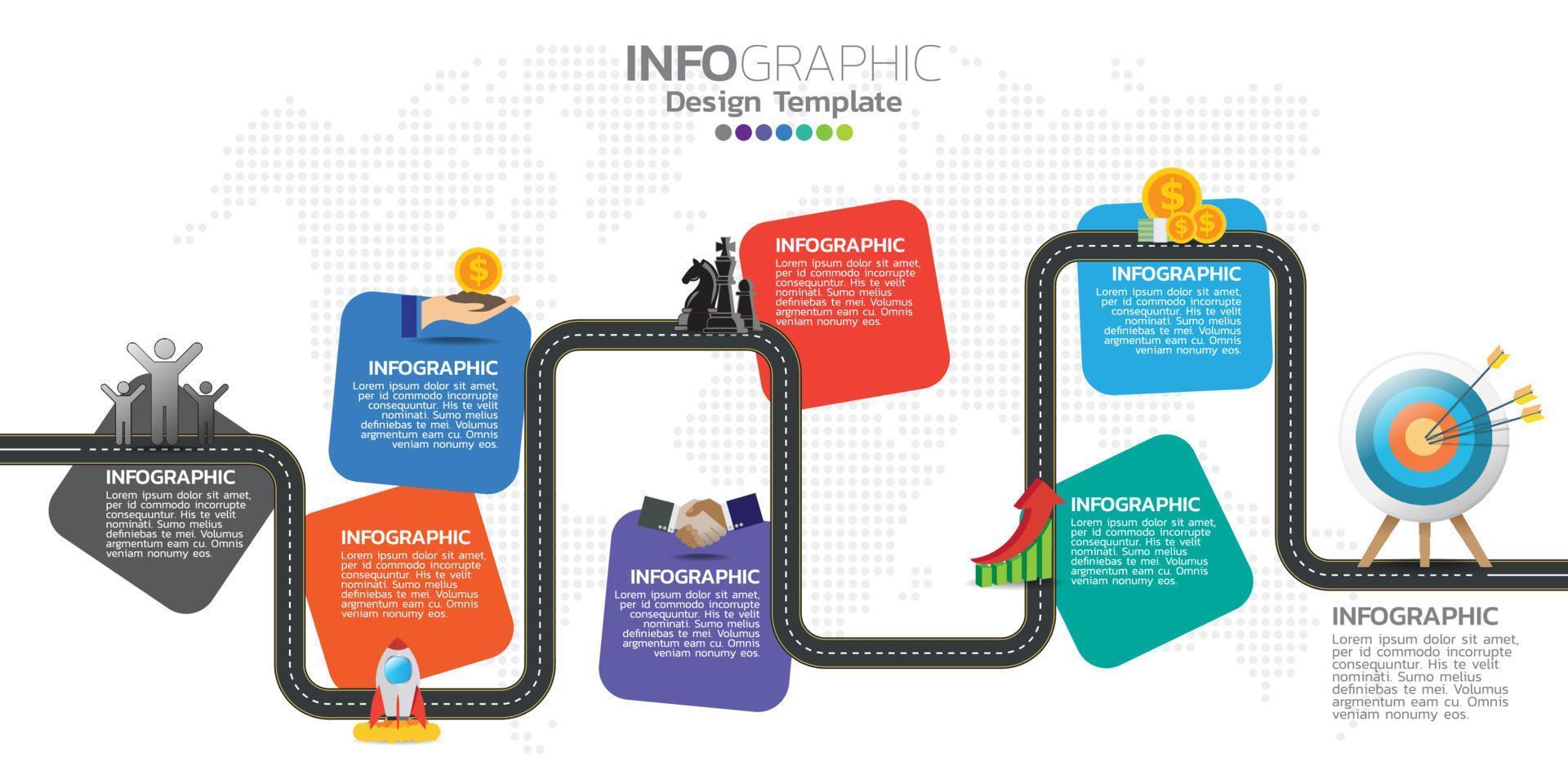 modelo de design de infográficos de negócios de linha do tempo com conjunto de ícones de investimento. vetor