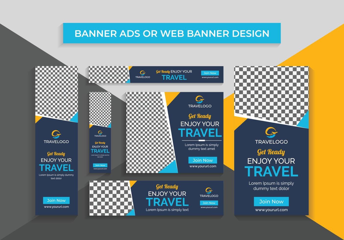 anúncios de banner de viagem ou modelo de design de banners da web vetor