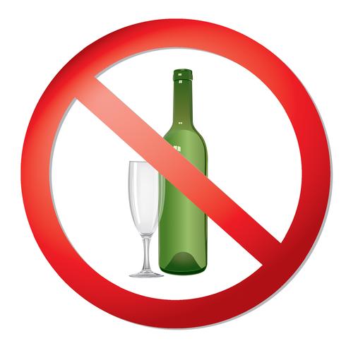 Nenhum sinal de bebida de álcool. Ícone de proibição. Ban licor rótulo vetor