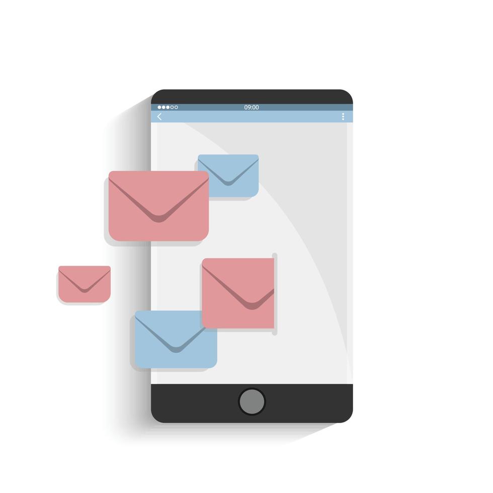 smartphone com notificações por e-mail vetor