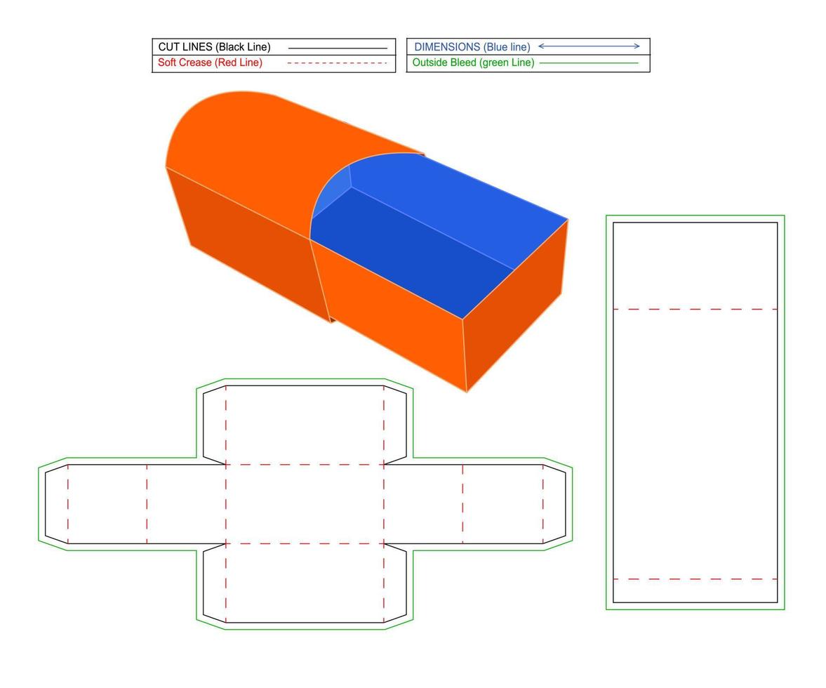 modelo dieline de caixa de presente de papel de papelão personalizado e arquivo vetorial 3d vetor