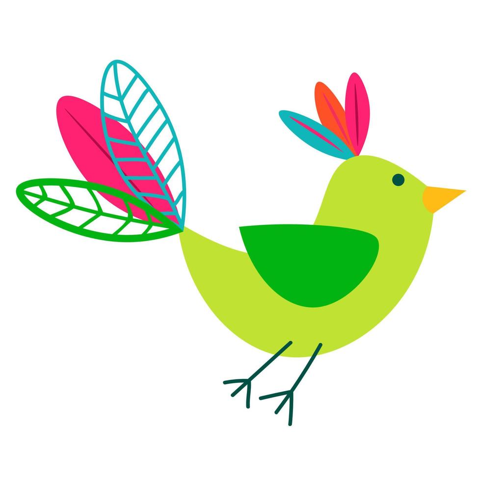 pássaro feliz tropical dos desenhos animados. cartão de verão. vetor