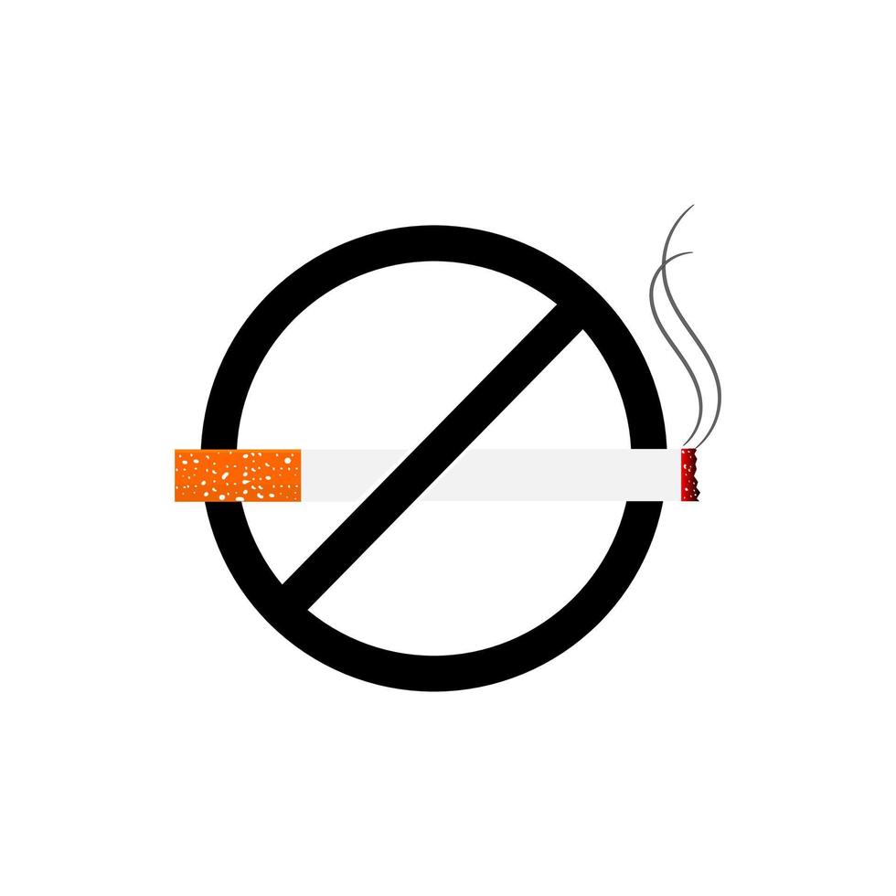 nenhum ícone de fumar. símbolo proibido de fumar. vetor