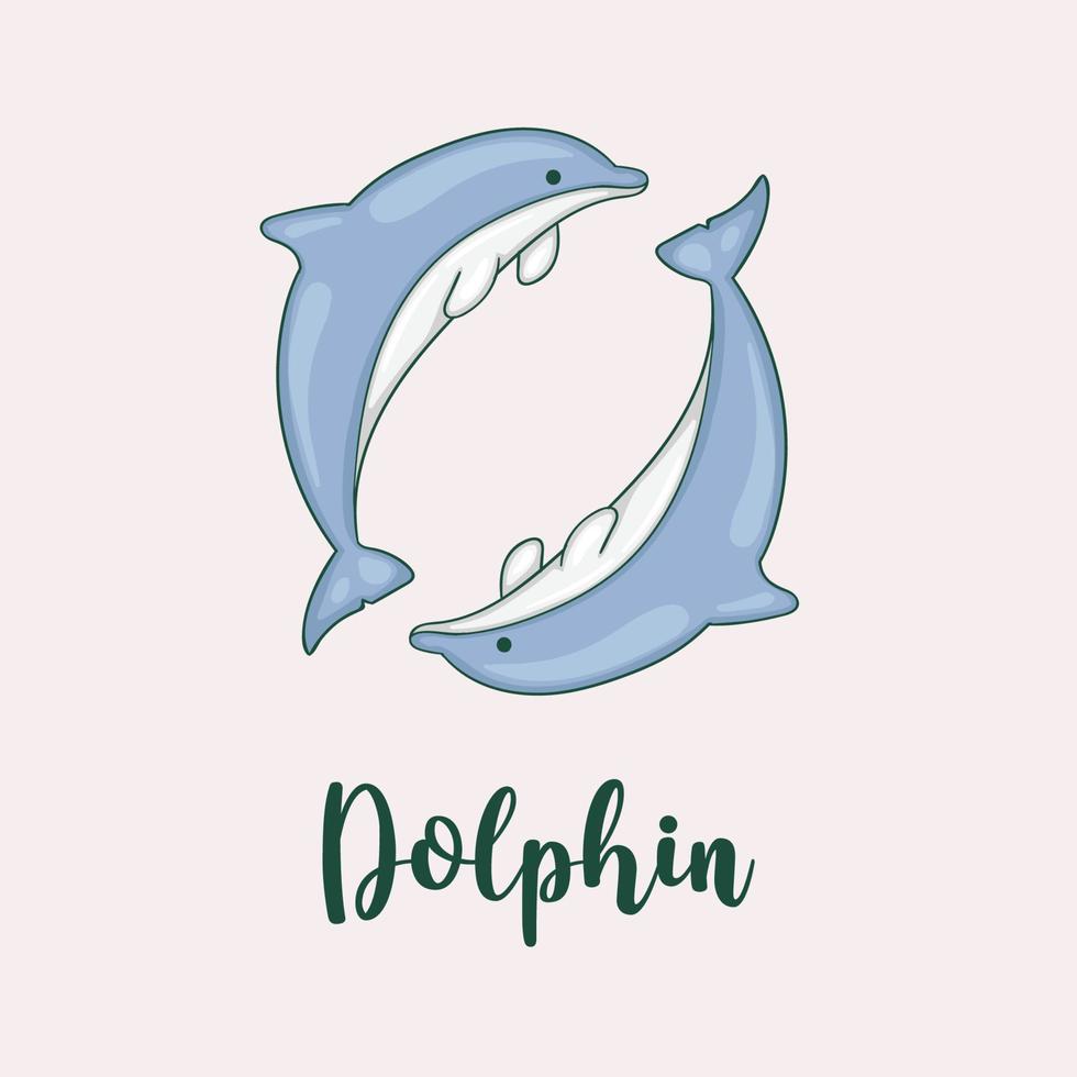 ilustração colorida de golfinhos desenhados à mão vetor