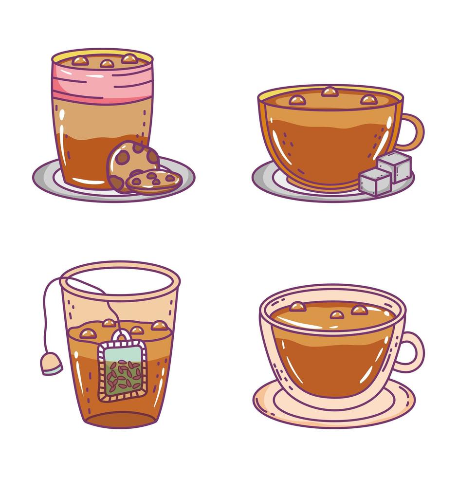 design plano de esboço de hora de café e chá vetor