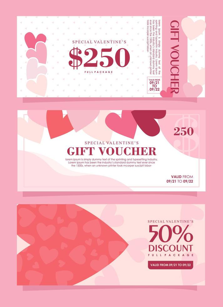 conjunto de vetores de banner de voucher de dia dos namorados