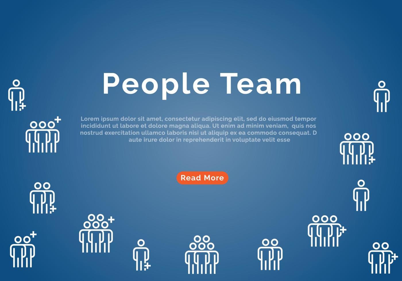 banner de equipe de pessoas com ícones de linha sobre fundo azul. ilustração vetorial de design minimalista vetor