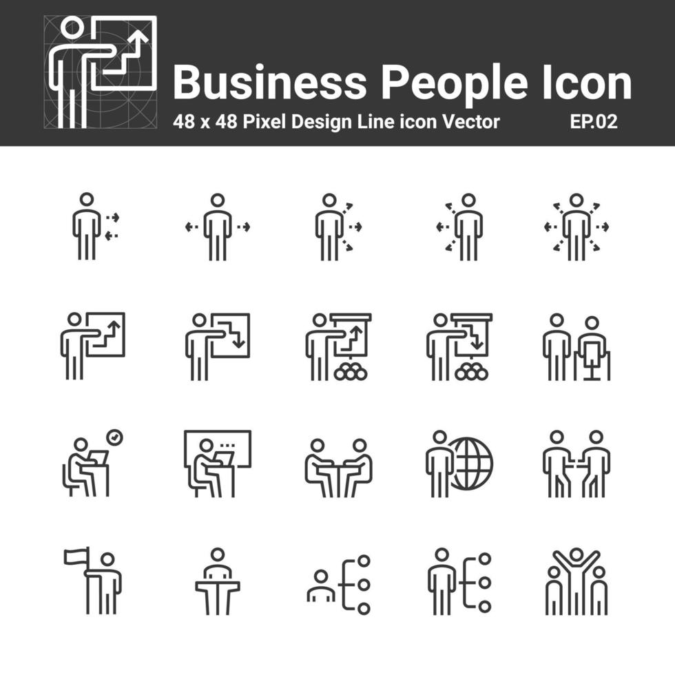 ícones de pessoas de negócios, conjunto simples de design perfeito de símbolo para uso no relatório de logotipo de infográficos do site, ilustração vetorial de ícone de linha vetor