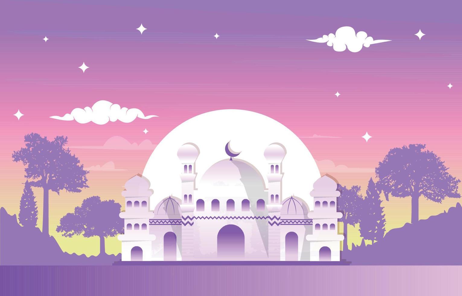 ramadan kareem eid mubarak mesquita natureza celebração islâmica ilustração vetor