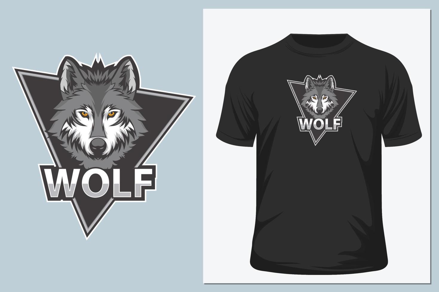 camiseta de ilustração vetorial de lobo vetor