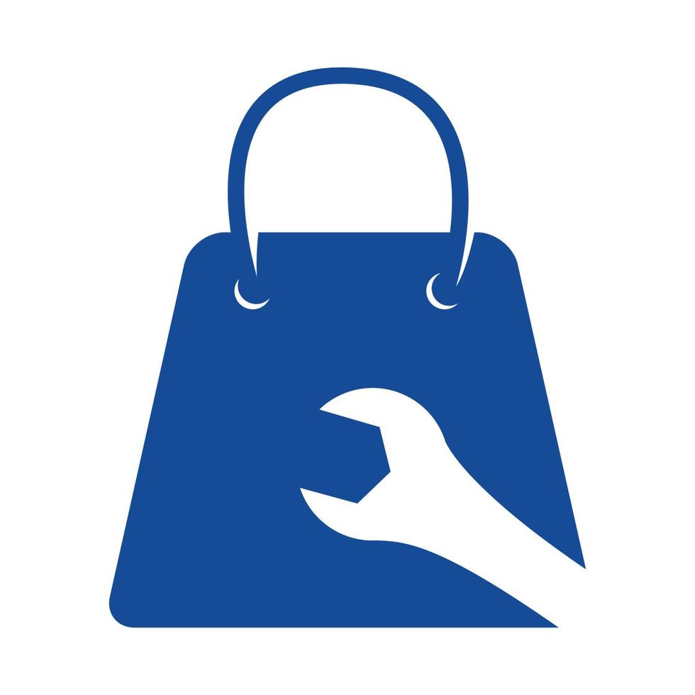 saco de compras com ilustração de design de ícone de vetor de logotipo de serviços de ferramentas