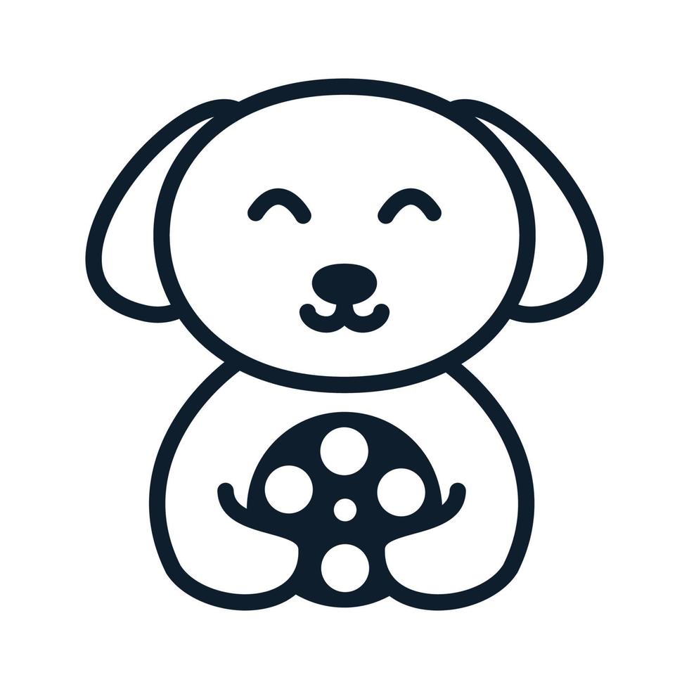 cão com design de ícone de vetor de logotipo de linhas de filme
